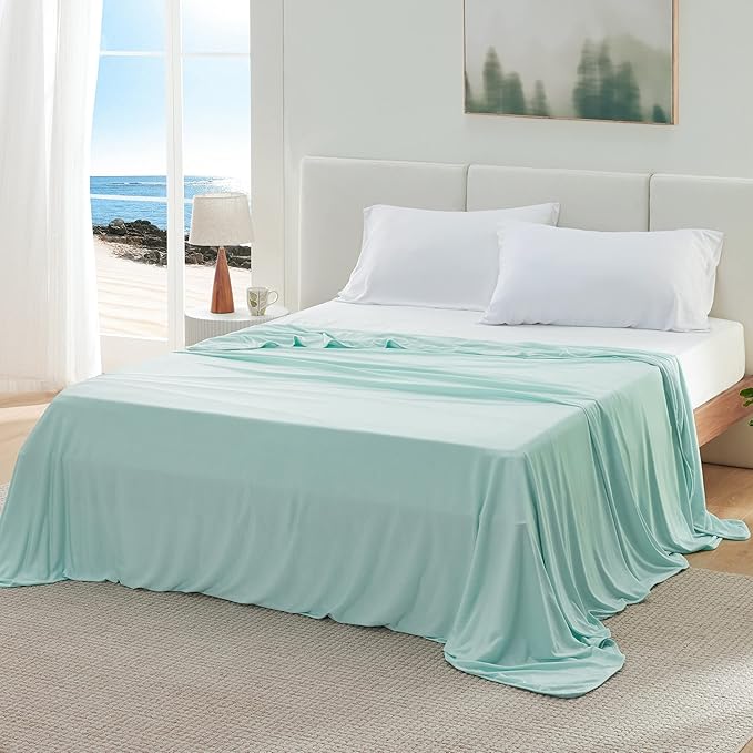 Bedsure Green Cooling Blanket Twin XL for Hot Sleepers -Summer Cold Blanket with Rayon Derived from Bamboo for Twin Size Bed, Ice Cool Cold Lightweight Arc-Chill Thin Summer Bedding, 60x90