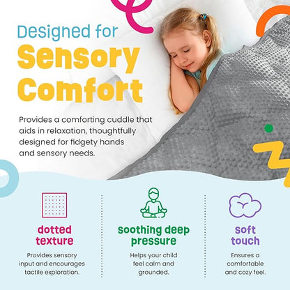 5lb Child's Weighted Blanket - Kids Weighted Blanket 5 Pounds (36" x 48") - Cute Dotted Texture Sensory Blanket - 5 lbs Weight Blanket for Kids Ages 4 to 7 - Machine Washable, Travel Friendly (Grey)