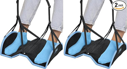 Everlasting Comfort Airplane Foot Hammock - Memory Foam Foot Rest for Plane Travel - Portable Foot Rest for Air Travel, Desk & Car - Airplane Essentials Foot Hammock for Plane Travel (Pack of 2)
