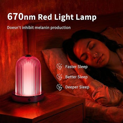 Red Light Therapy Sleep Lamp, Crystal Egg Design, 670nm Red Glow, 3 Color Modes, 9-Step Dimming, USB C Charging, Timer