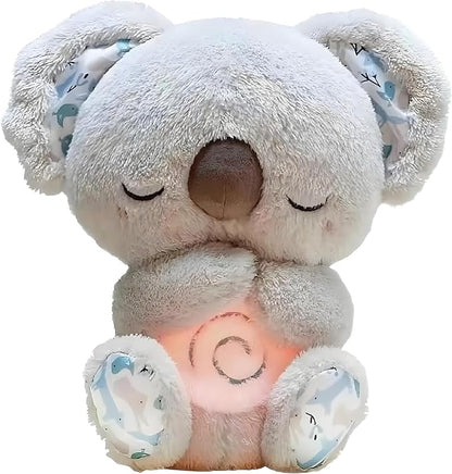 Breathing Koala Stuffed Animal - Anxiety Relief Plush with Musical Lights & Rhythmic Breathing Motion for Adults and Kids (Grey)