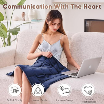 Weighted Lap Blanket for Adults 7lbs, 24"x29" Cooling Heavy Throw Blanket, Portable Travel Weighted Blankets, Soft Small Blankets Gift for Sleeping, Navy Blue