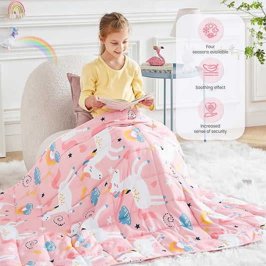 HOSUKKO Weighted Blanket - 2 lbs Pink Unicorn Heavy Lap Indoor - Breathable Blanket(36 * 48 inches, 2 lbs)