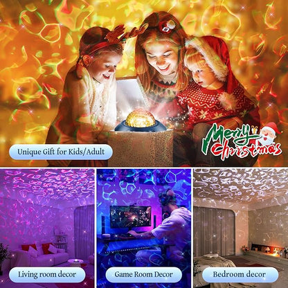 PIKOY Galaxy Projector for Bedroom, White Noises & Bluetooth Night Light Projector,360° Full Coverage Ceiling Projector Galaxy Light Projector,Remote Timer Night Sky Projector Ocean Light Projector