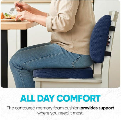 FORTEM Seat Cushion, Office Chair Cushion, Lumbar Support Pillow for Office Chair, Memory Foam Sciatica Coccyx Tailbone Pressure Pain Relief, Car Sitting Pad, Washable Non Slip, XL