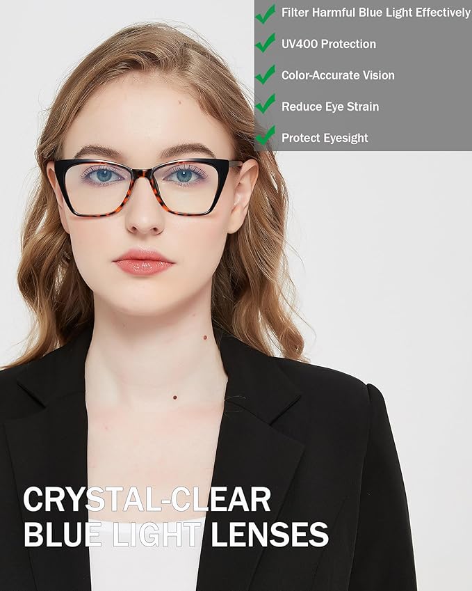 EYEURL Cat Eye Reading Glasses for Women 4-Pack Blue Light Glasses Stylish Computer Readers for Women
