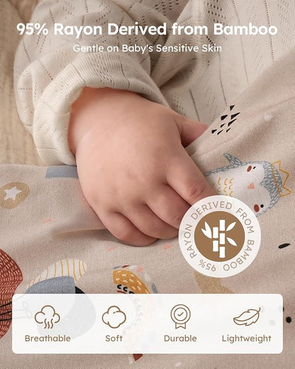 Yoofoss Rayon Made from Bamboo Baby Sleep Sack 6-12 Months TOG 1.0 Baby Wearable Blanket, Super Soft Infant Toddler Sleeping Sack 2-Way Zipper, Animals & Balloons