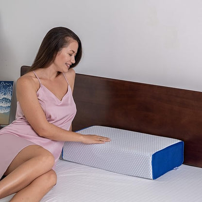 Cube Pillow for Side Sleepers – Adjustable Height 4–5" – Cooling Memory Foam – Cervical Pillow for Neck & Shoulder Pain Relief – Rectangular Pillow with Washable Ventilated Cover & Sleeping Mask