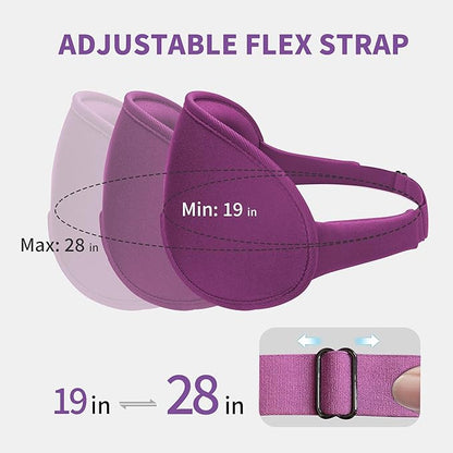 3D Sleep Mask for Men Women 2 Pack, Blackout Eye Mask for Sleeping Eye Mask for Side Sleeper, Memory Foam Adjustable&Washable, Airplane Travel Essentials Couples Yoga Meditation Office Black & Purple