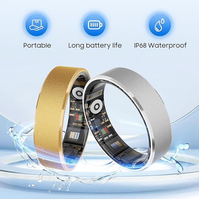 Smart Health Ring, Featuring Stress and Sleep Monitoring Functions, Compatible with iOS and Android, Waterproof Fitness Tracker for Women & Men, No Subscription Fee. (Rose Gold, 10)