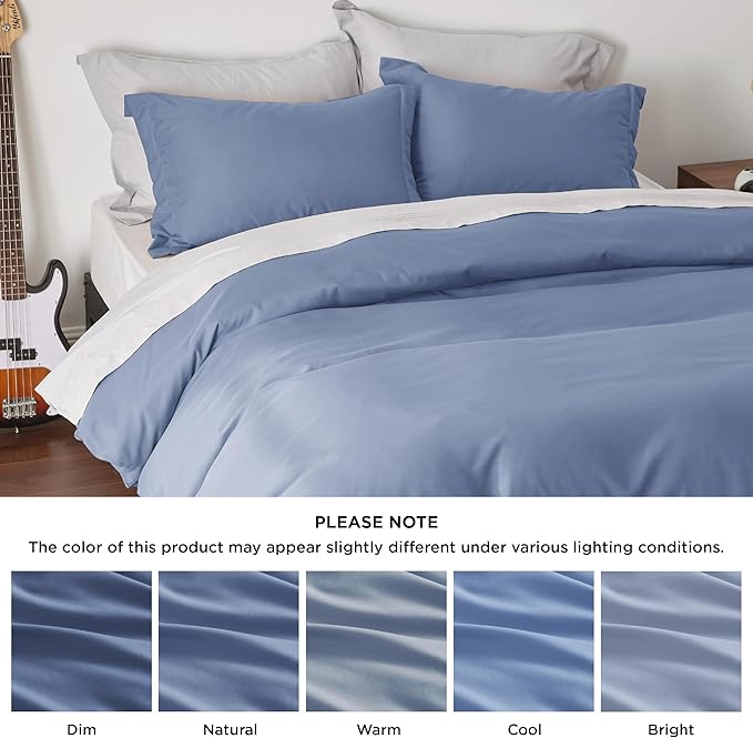 Bedsure Duvet Cover Queen Size - Soft Double Brushed Bedding Set for Kids & Adults, Zipper Closure, 3 Pieces, Includes 1 Duvet Cover (90"x90") & 2 Pillow Shams, NO Comforter, Slate Blue