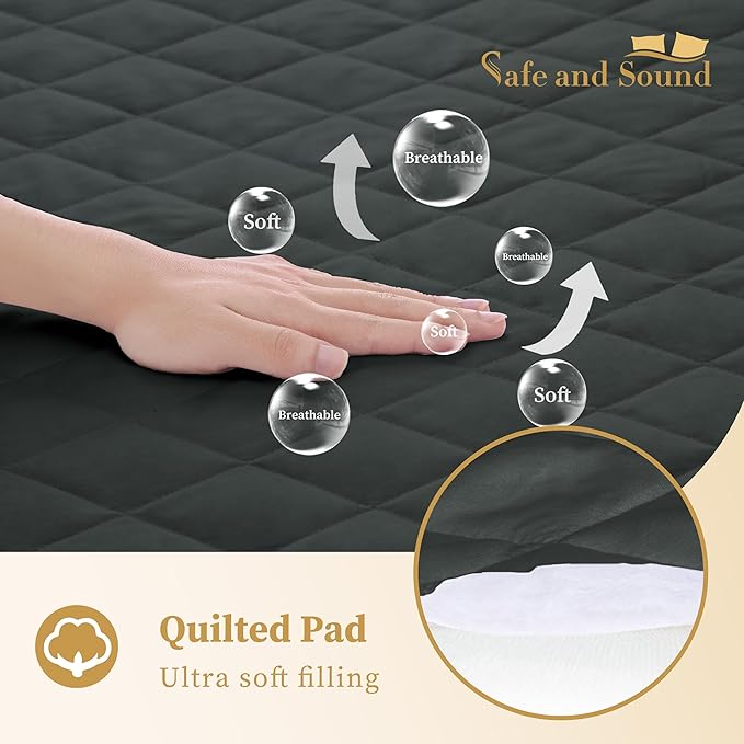 Quilted Fitted Twin Mattress Pad Cover, Waterproof Mattress Protector, Deep Pocket Elastic Fits Up to 18'', Breathable Soft Alternative Filling Mattress Pad (2 Pack)