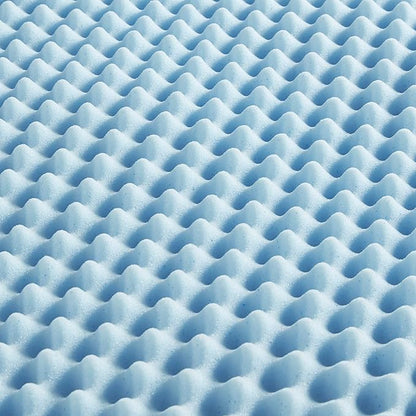 Sleep Philosophy Gel Infused Memory Foam Mattress Topper Luxurious, All Season Enhanced Bed Support, Queen, 1.5" Thick, Without Cover Blue