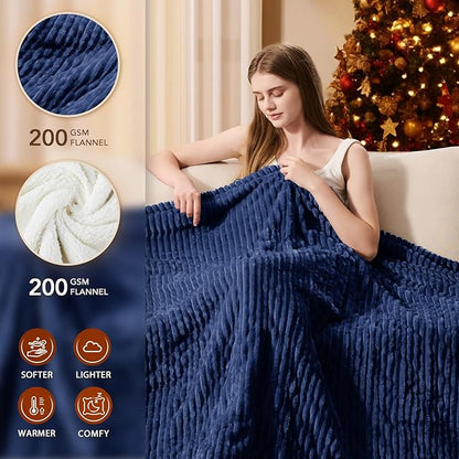 Homemate Electric Heated Blanket Twin Size - 62"x84" Heating Blanket Twin Size 1/2/4/6/8 Hours Auto-Off 10 Heat Level Over-Heat Protection Soft Flannel Sherpa ETL Certification
