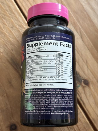 Dream Spell 3D Natural-Based Sleep Aid - Soothes an Alert Mind, No Next-Day Grogginess- Innovative Formula with 3Mg Melatonin, GABA, Hops - Restful Nights, Refreshed Mornings - 120 Capsules
