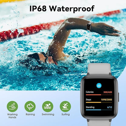 Fitness Tracker Watch with Heart Rate Monitor, Activity Tracker with Pedometer, Sleep Monitor, Calories & Step Counter, IP68 Waterproof Smart Watches for Women Men Fitness Watch for Sports