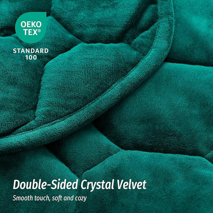 Wemore Weighted Lap Blanket 7lbs for Adults, Small Weighted Blanket for Travel, Calming, Relaxing, Napping and Sleeping, All-Season Weighted Lap Pad, Machine Washable, Dark Green 24x29 inches