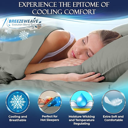 DECOLURE Cooling Bed Sheets Twin Set 3pcs - Luxurious & Ultra-Soft Twin Size Cooling Sheets for Hot Sleepers - Comfortable Cool Bamboo Viscose Microfiber Sheets Twin Size w/Deep Pockets (Light Grey)