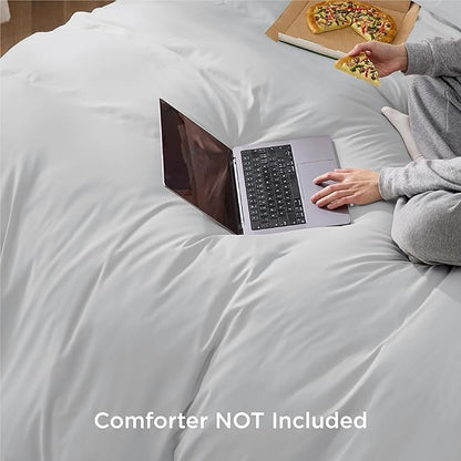 Bedsure Duvet Cover Full Size - Soft Double Brushed Bedding Set for Kids & Adults, Zipper Closure, 3 Pieces, Includes 1 Duvet Cover (80"x90") & 2 Pillow Shams, NO Comforter, Silver Grey