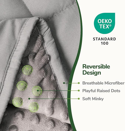 Sivio Weighted Blankets for Adults, Soft Minky Heavy Blanket for Calm Sleeping, King Size Breathable Weighted Throw Blanket for Men and Women, Grey, 80 x 87in, 15lbs