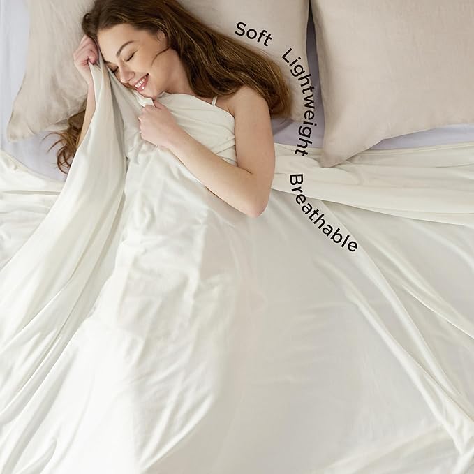 Bedsure Off White Cooling Blanket King Size for Hot Sleepers - Summer Cold Blanket for King Size Bed with Rayon Derived from Bamboo, Ice Cool Cold Arc-Chill Thin Summer Bedding Essentials, 108x90