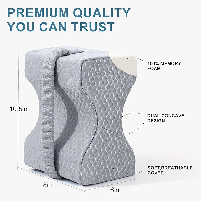 Knee Pillow for Side Sleepers,Cooling Leg Pillow for Sciatica, Knees,Back,Joints Between Legs,HIPS Pain Relief When Side Sleeping,Spine Aligning Support for Surgery Recovery, Pregnancy