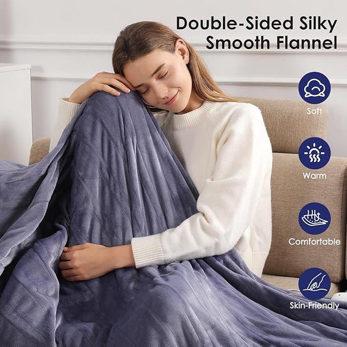 Electric Blanket Full Size Heated Blanket 72''X84'', Purple Heating Blanket Ultra Warm Flannel Electric Heating Blanket with 5 Heat Settings & 10 Hours Auto-Off, Ideal for Grandma Gifts(Lavender)