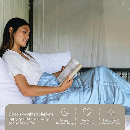 Baloo Weighted Blanket for Kids and Adults (Indigo - 9lbs 40"x60" - Mini Size) | Cooling & 100% Cotton Material | Machine Washable & Dryer Safe | with Glass Microbead Fill