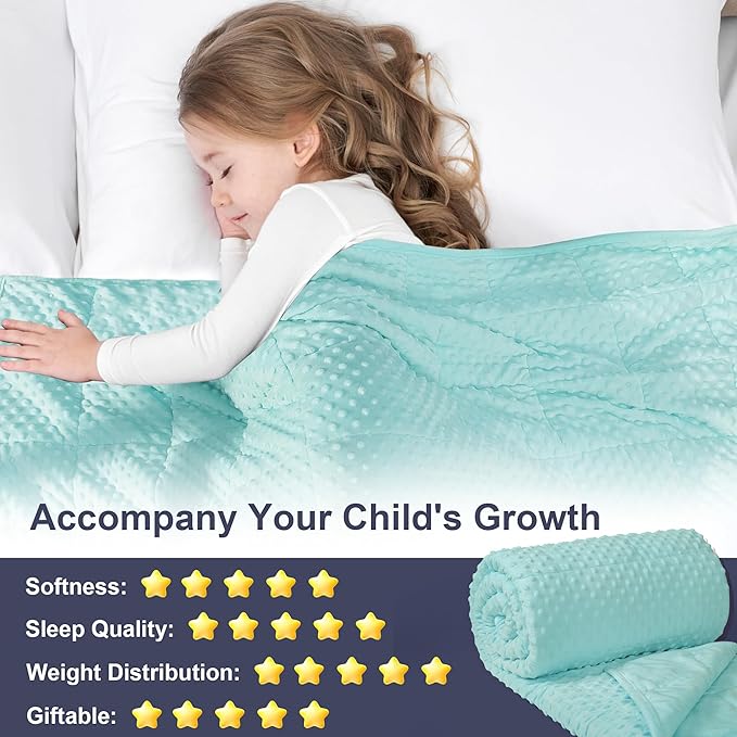 Alomidds Weighted Blanket, Luxury Velvet Weighted Blankets for Adults and Kids,Warm and Breathable Soft and Comfort Minky, Cute Heavy Blanket with Premium Glass Beads (36"x48" 5LBS, Teal)