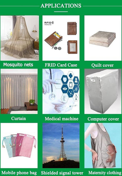 AMNOOL Silver Coated Mesh Conductive Fabric Width 1.4m RF Faraday Fabric Suit for Curtains Mosquito Net Faraday Cage Faraday Fabric(Size:1.4×4m)