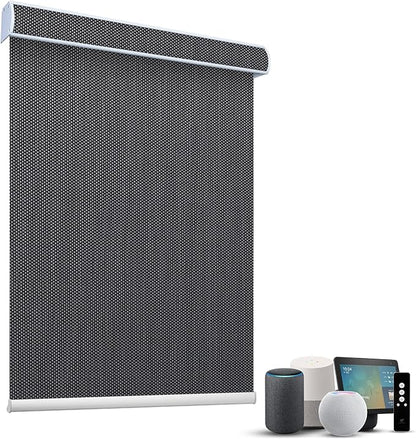 SmartWings Motorized Roller Shades 5% Openness Without Privacy Custom Size, Rechargeable Battery, Works with Matter/Apple HomeKit, Alexa, Thread/Zigbee, Remote Optional, 5% Openness Charcoal Grey