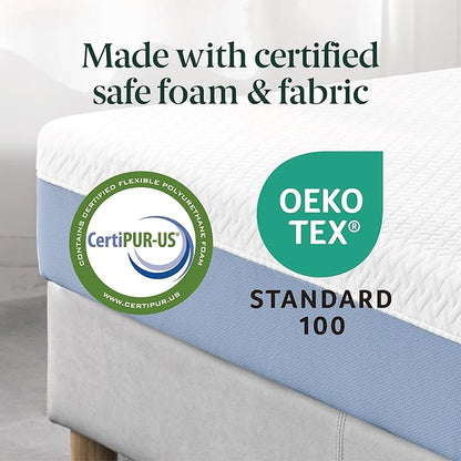 Zinus 12 Inch Queen Cooling Essential Memory Foam Mattress [NewVersion], Fiberglass Free, Medium Feel, Breathable Cooling Layers, Certified Safe Materials