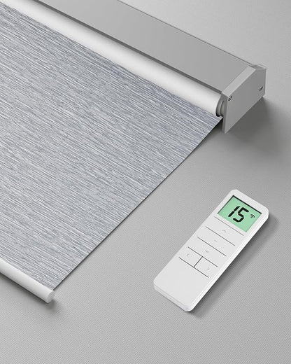 Motorized Roller Shade with Remote Control, Blackout Electric Shade for Windows Compatible with Alexa Google via Hub, Rechargeable Smart Window Blind Customized Size (Texture Grey)