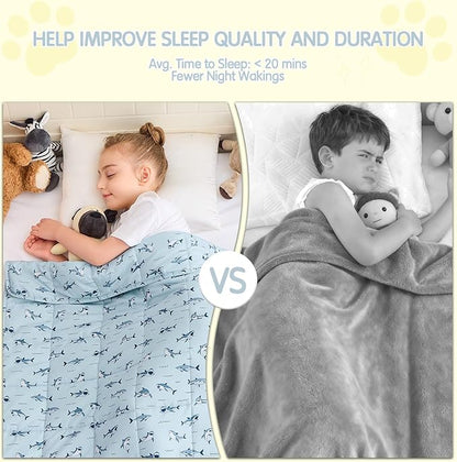 yescool Shark Weighted Blanket 7 Pounds Cooling Weighted Lap Blanket, Heavy Blankets for Sleeping, Weighted Throw Blanket Gift for 60-80lbs, 40"x60"