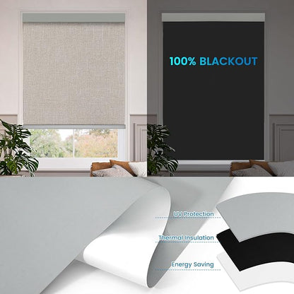 Motorized 100% Blackout Roller Shade – Custom Smart Blind with Remote, Rechargeable Battery or Plug-in Motor, Tuya WiFi Optional, Home & Office Automatic Window Shades (Butterscotch Brown/CH9564)