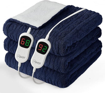 Homemate Electric Heated Blanket King - 100"x90" Heating Bed Blankets Throw with 10 Heating Levels 8 Hours Auto Off Fast Heating Over-Heated Protection Ultra Soft Warm Flannel ETL Certified