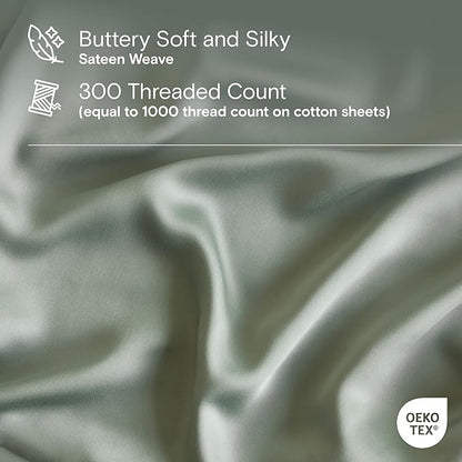 DOZ Duvet Cover Set, 100% Viscose derived from Bamboo, Organically Grown, Buttery Soft, Cooling Duvet Covers, High GSM, 1 Duvet Cover and 1 Pillowcase, 70"x90" (Sage, Twin/Twin XL)