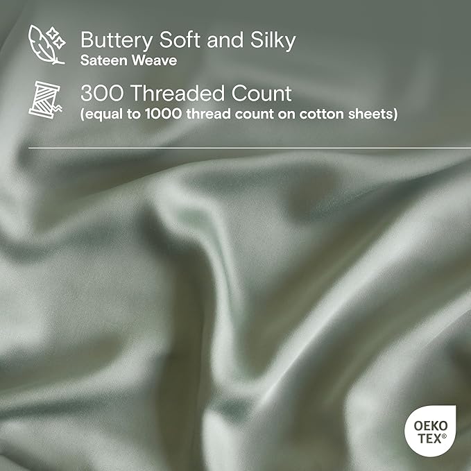 DOZ Duvet Cover Set, 100% Viscose derived from Bamboo, Organically Grown, Buttery Soft, Cooling Duvet Covers, High GSM, 1 Duvet Cover and 2 Pillowcases, 90"x90" (Sage, Full/Queen)