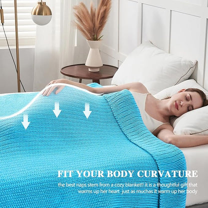 L'AGRATY Knitted Weighted Blanket - 60"x80" 20lbs Cooling Chunky Knit Heavy Blanket for Adults Braided Crochet Throw Thick Cable Yarn Knit Decorative No Beads Evenly Weighted Machine Washable
