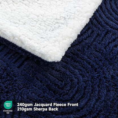Heated Throw Blanket Electric - 50"x60" Cozy Soft Jacquard Heating Blanket with 4 Heat Levels 4 Hours Auto-Off, Electric Throw with Overheating Protection, Warm Gifts, Navy