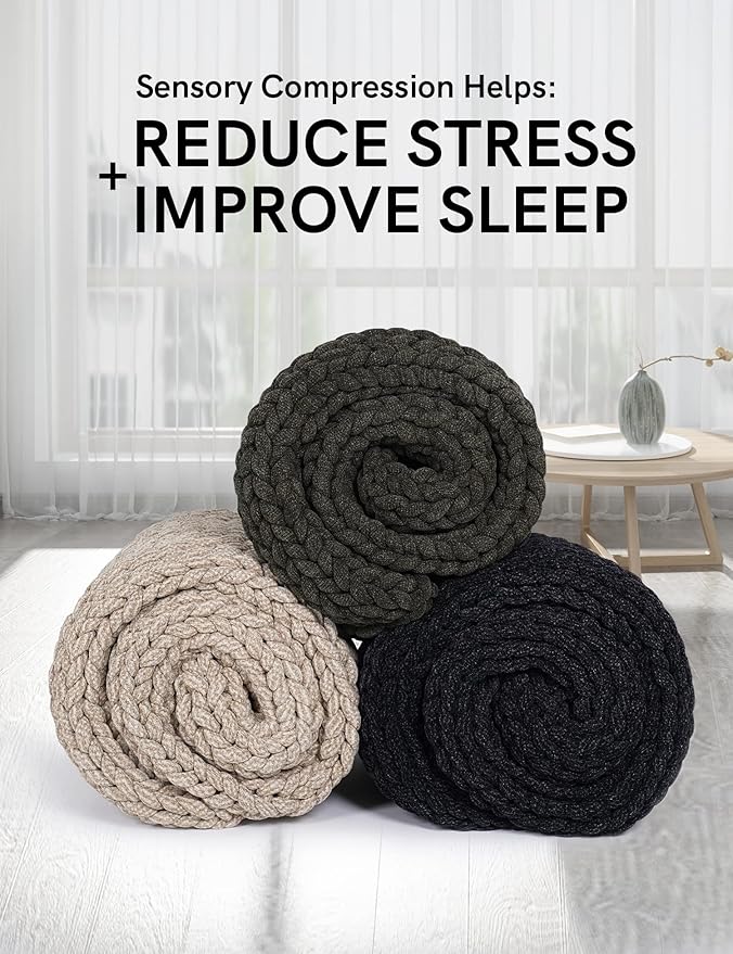 YnM Chenille Weighted Blanket, Handmade Chunky Knitted Design, Soft and Cozy, Temperature Regulating and Breathable, Machine Washable Throw for Sleep or Home Decor (Black Blue, 50x60 Inch, 10lbs)