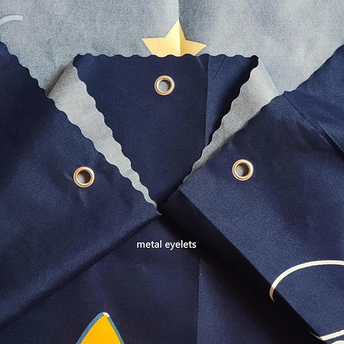 Bottom Bunk Bed Curtains Privacy Cloth Underbed Curtains for Low Loft Bed Twin, 2 Panels, Navy Spaceboy