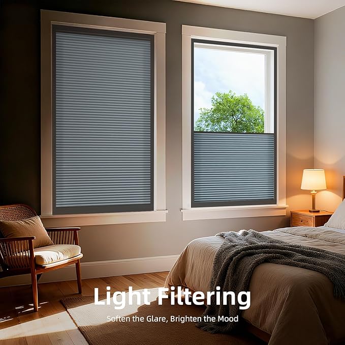 ZSTARR Motorized Skylight Shades Blackout Cellular Honeycomb Electric Blinds with Solar Panel Cordless Rechargeable with Remote for Roof and Slanted Windows Custom Size (LF Grey)