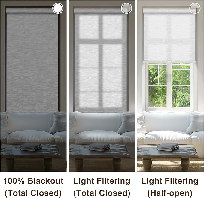 BERISSA Light Filtering Roller Shades for Windows,Cordless Roller Window Shades with Cassette Valance,Linen Roller Blinds,Thermal Insulation Window Shades for Home Office.Custom Color.Custom Size