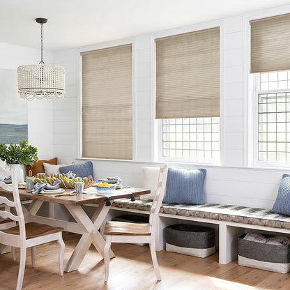 LazBlinds Cordless Cellular Shades, No Tools No Drill Light Filtering Honeycomb Shades Pleated Blinds for Windows, 32'' W x 48'' H, Taupe
