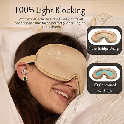 Anemone Sleep Mask for Women – Ultra Soft Cooling Fabric Eye Mask with 100% Light-Blocking Design, Deep Eye Cups, Zero-Pressure Fit