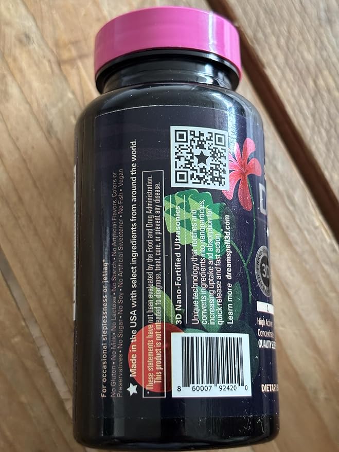 Dream Spell 3D Natural-Based Sleep Aid - Soothes an Alert Mind, No Next-Day Grogginess- Innovative Formula with 3Mg Melatonin, GABA, Hops - Restful Nights, Refreshed Mornings - 120 Capsules