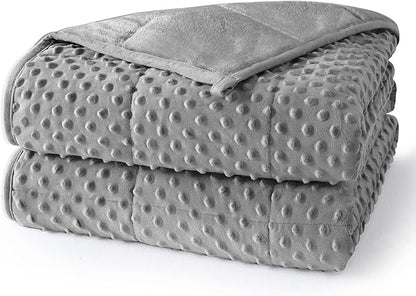 Weighted Blanket for Adults Twin Size 15 lbs, Soft Cooling Minky Dot Heavy Breathable Blanket for All-Season, Washable Weighted Throw with Glass Beads, 48 x 72 Inches, Grey