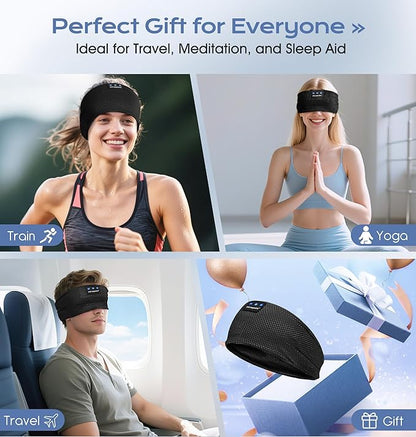 ink-topoint Sleep Headphones Bluetooth 5.4 Headband, 2 in 1 Sleep Mask with Bluetooth Headphones, Wireless Headband Earphones with Ultra-Thin HD Stereo Speaker, Music Headband for Workout Running Yoga