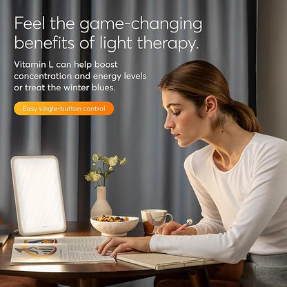 Lumie Vitamin L Light Therapy Lamp - Portable, Slim Design - 10,000 Lux Daylight Lamp - Detachable Stand, Cool White LEDs & Rippled Diffuser - Portrait or Landscape